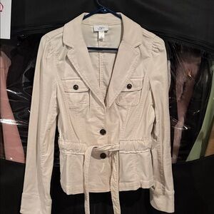 LOFT Women's Cream Belted Blazer